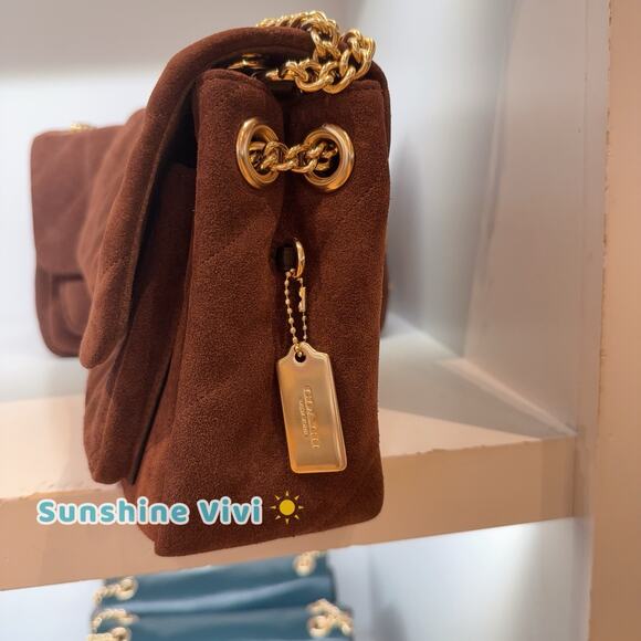 NWT Coach Elodie Crossbody Bag Quilting CCZ63 Gold/Vintage Brown/Maple Suede - Picture 5 of 8